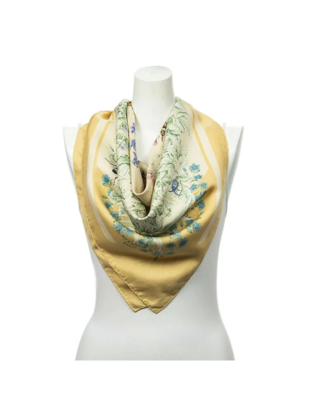 Hermes Scarf Yellow Green Twill Silk